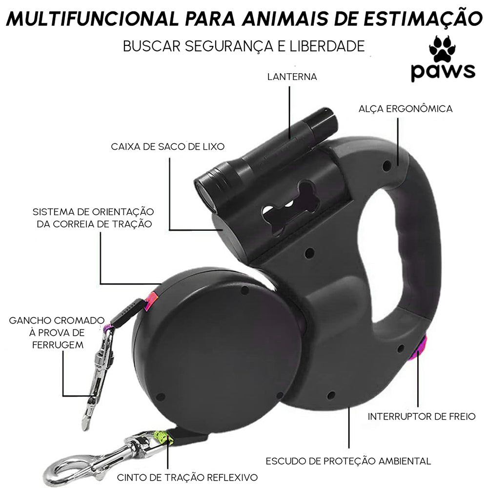 GUIA DUPLA RETRÁTIL PRETA