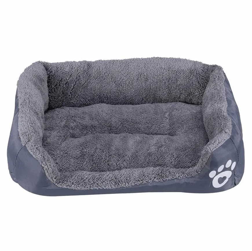 Cama Pelúciada com Patinhas Cinza