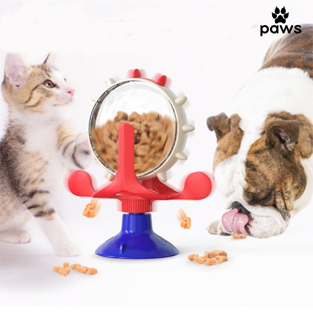 Dispensor De Ração Rotativo Vermelho e Azul