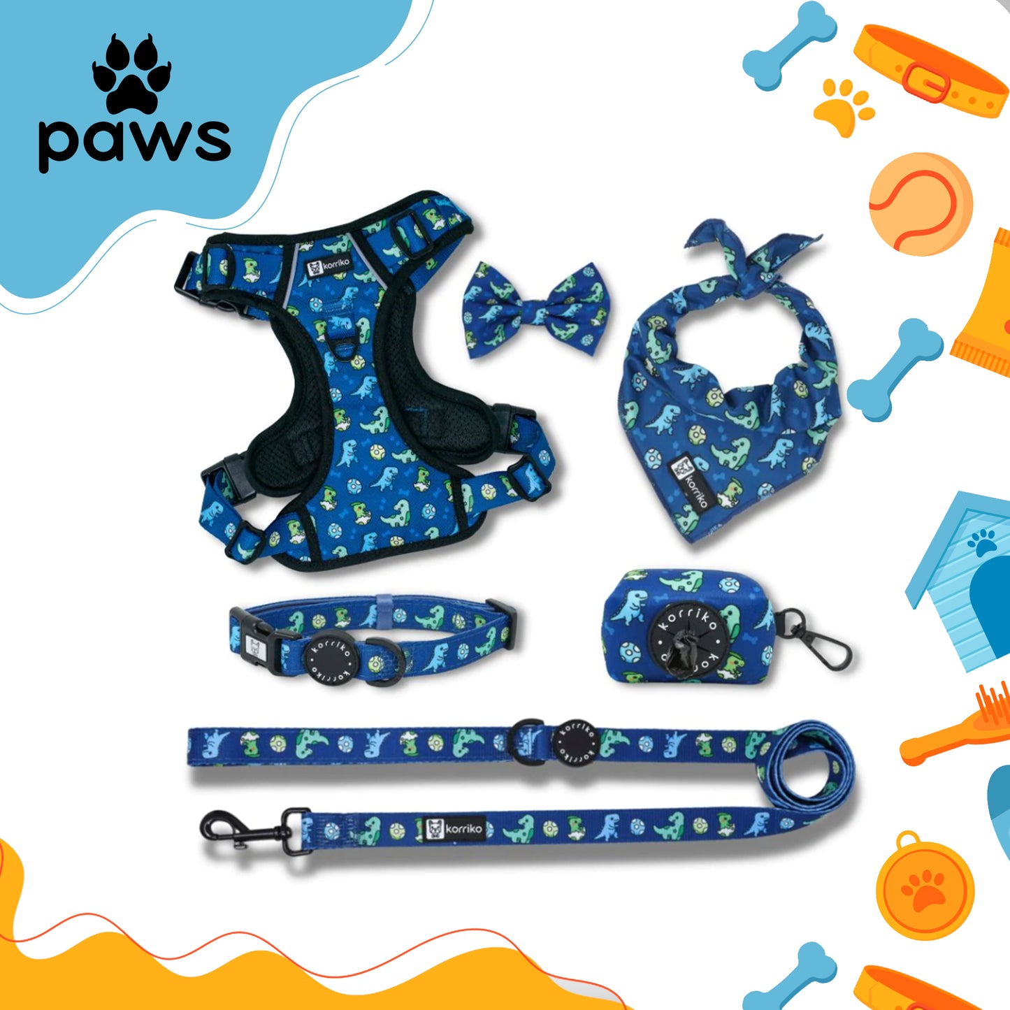 Kit Coleira 6 Peças Azul Escuro