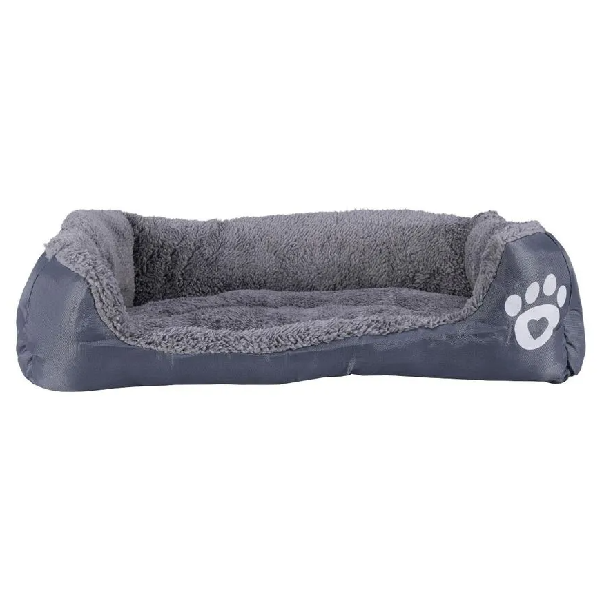 Cama Pelúciada com Patinhas Cinza