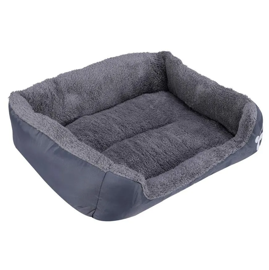 Cama Pelúciada com Patinhas Cinza