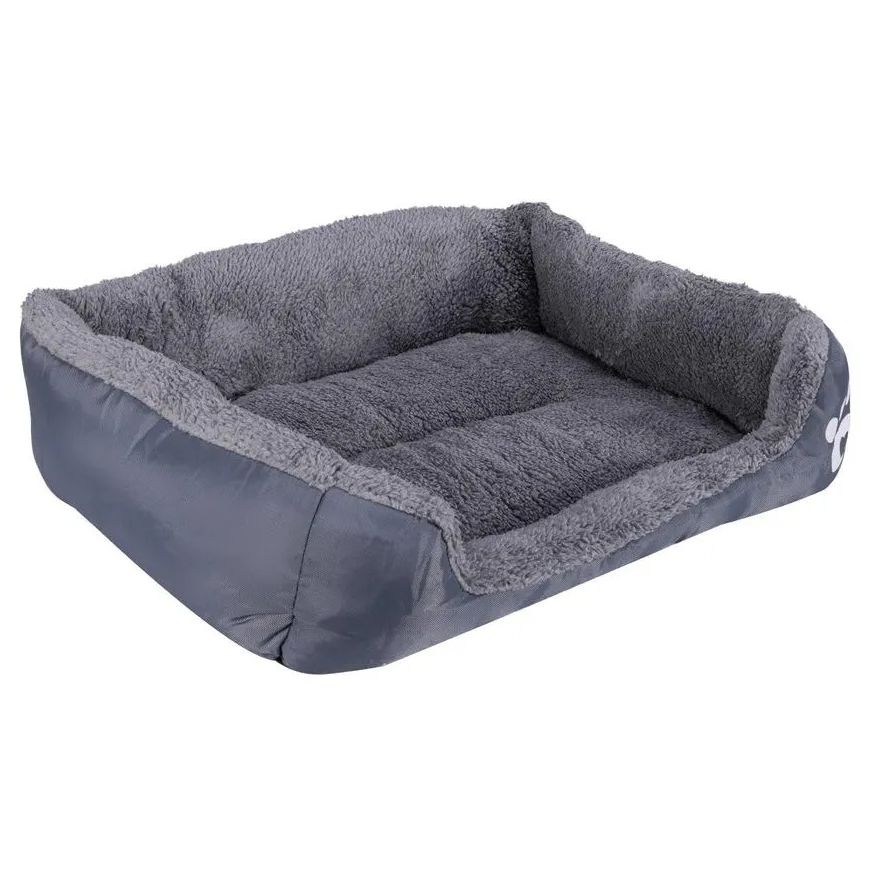 Cama Pelúciada com Patinhas Cinza