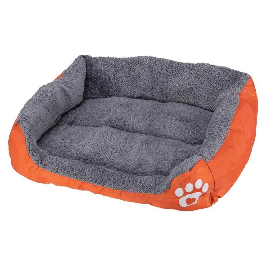 Cama Pelúciada com Patinhas Laranja