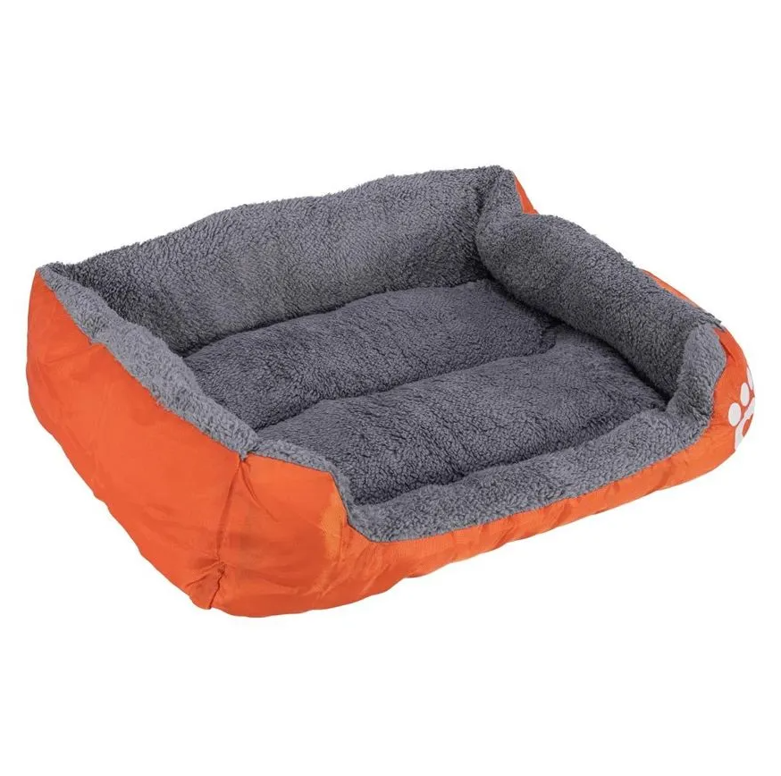 Cama Pelúciada com Patinhas Laranja