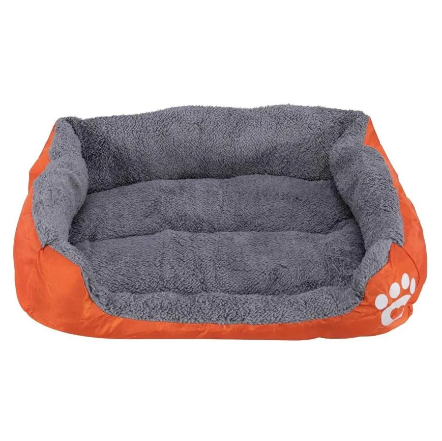 Cama Pelúciada com Patinhas Laranja