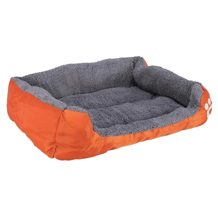 Cama Pelúciada com Patinhas Laranja