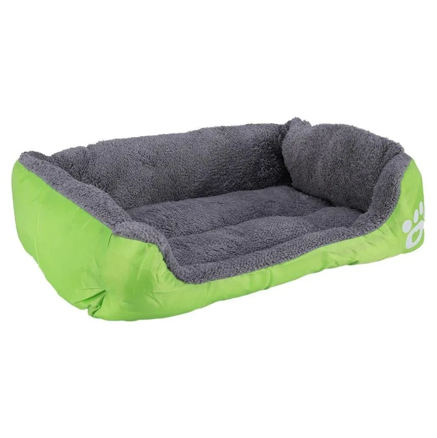 Cama Pelúciada com Patinhas Verde