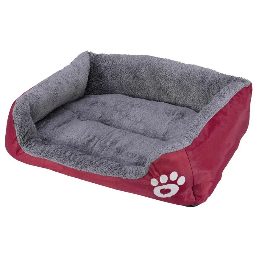 Cama Pelúciada com Patinhas Vermelha