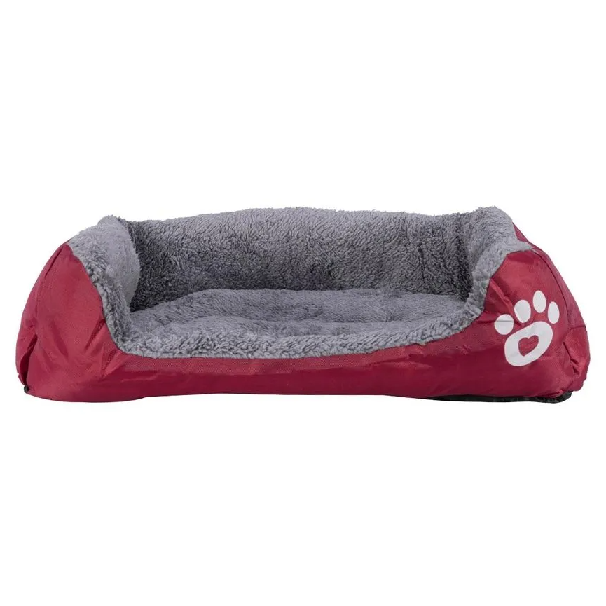 Cama Pelúciada com Patinhas Vermelha