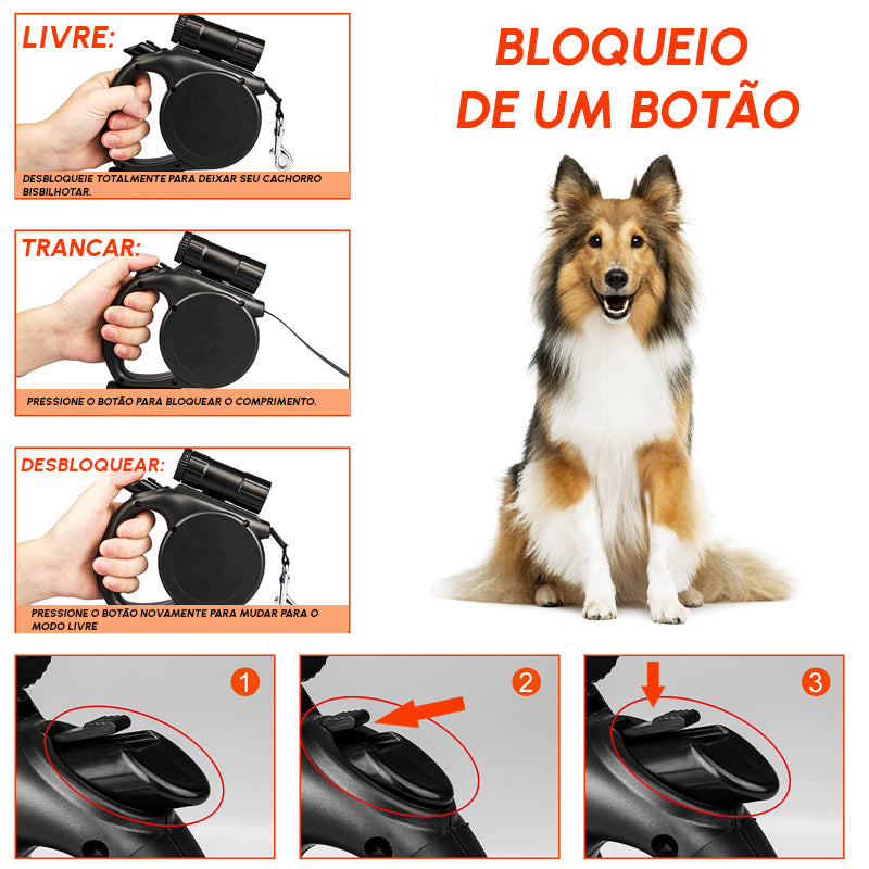 Guia Retrátil Com Lanterna Verde