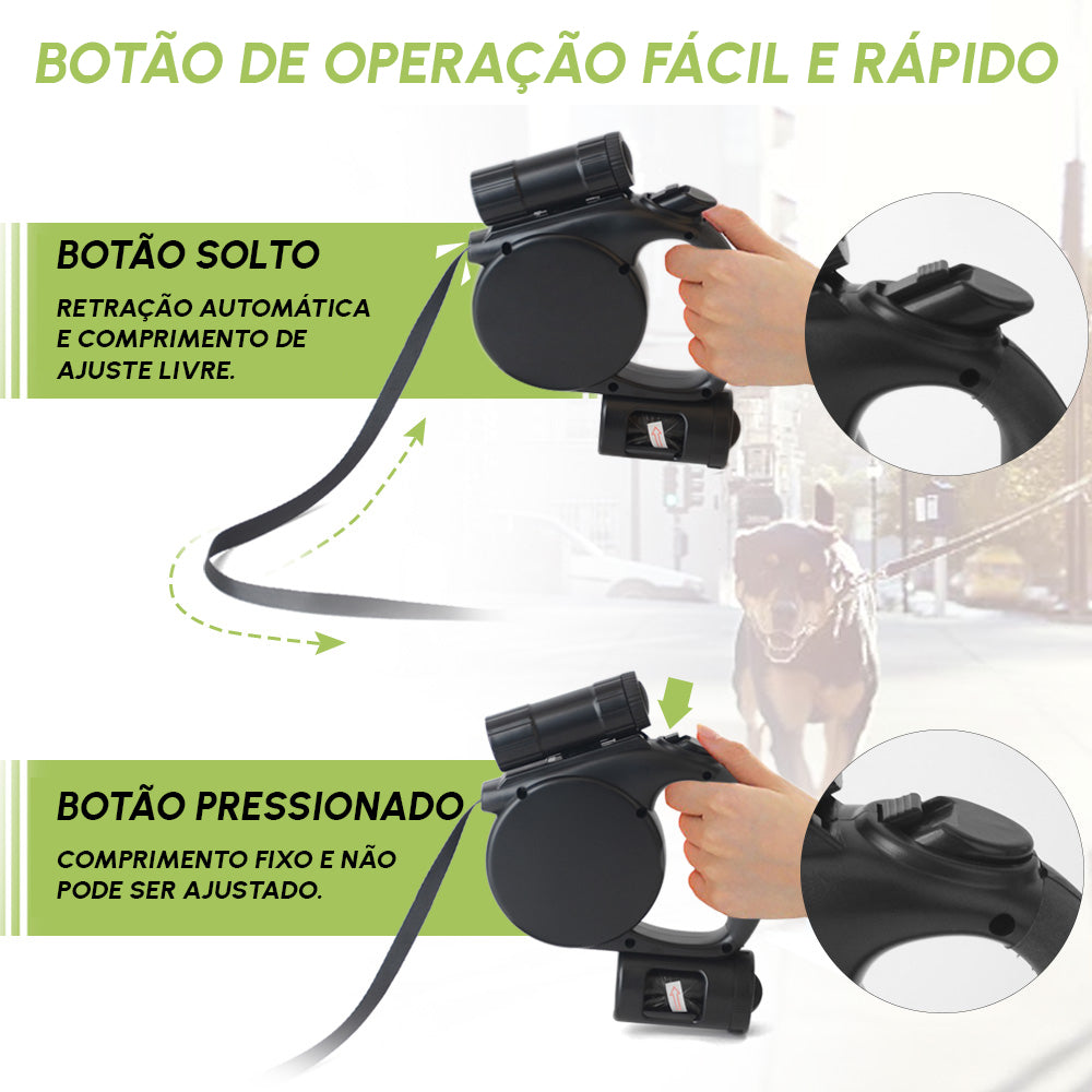 Guia Retrátil Com Lanterna Azul Claro