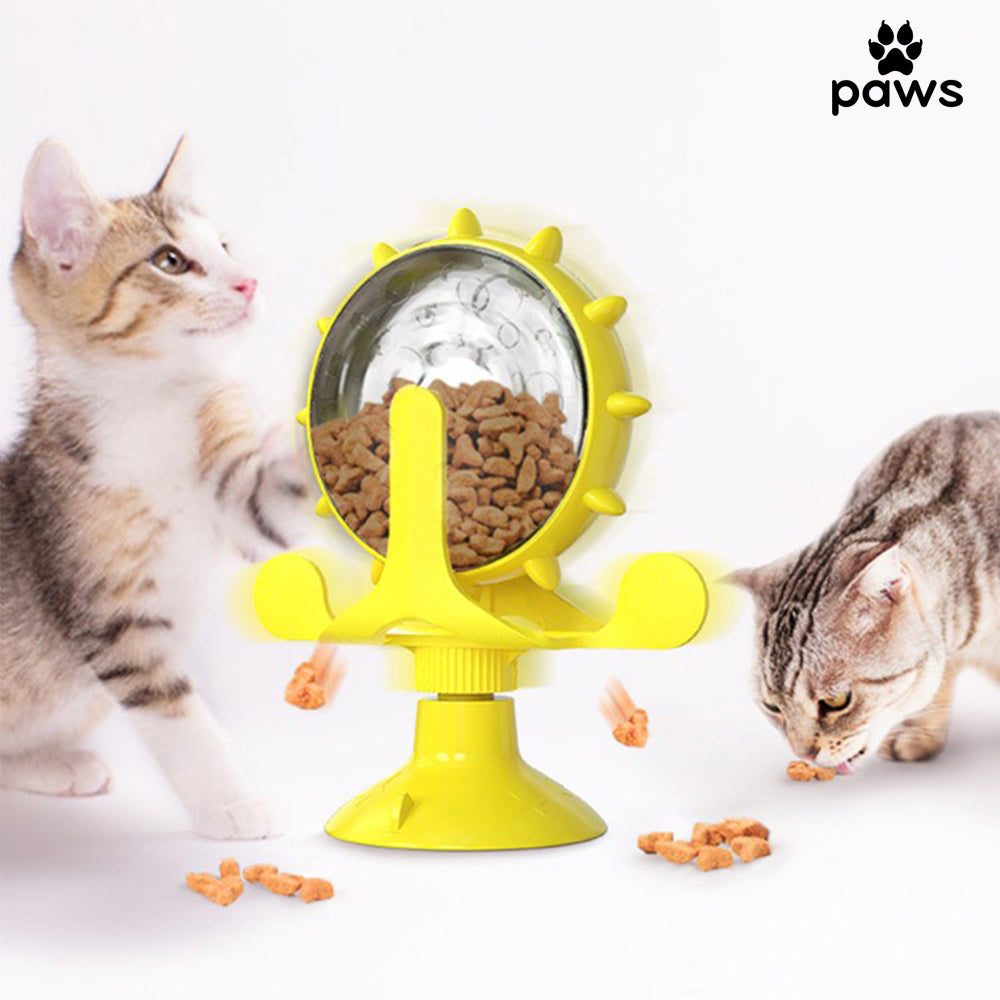 Dispensor De Ração Rotativo Amarelo