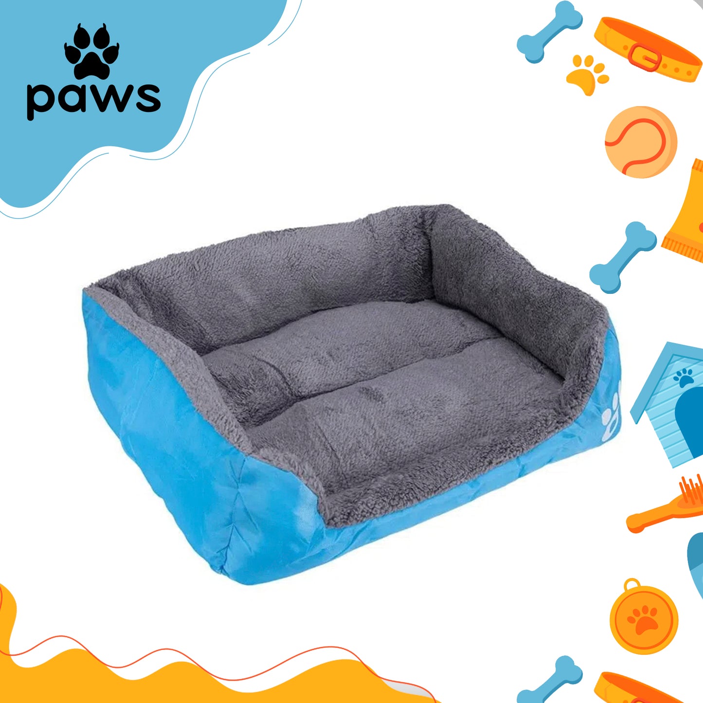 Cama Pelúciada com Patinhas Azul