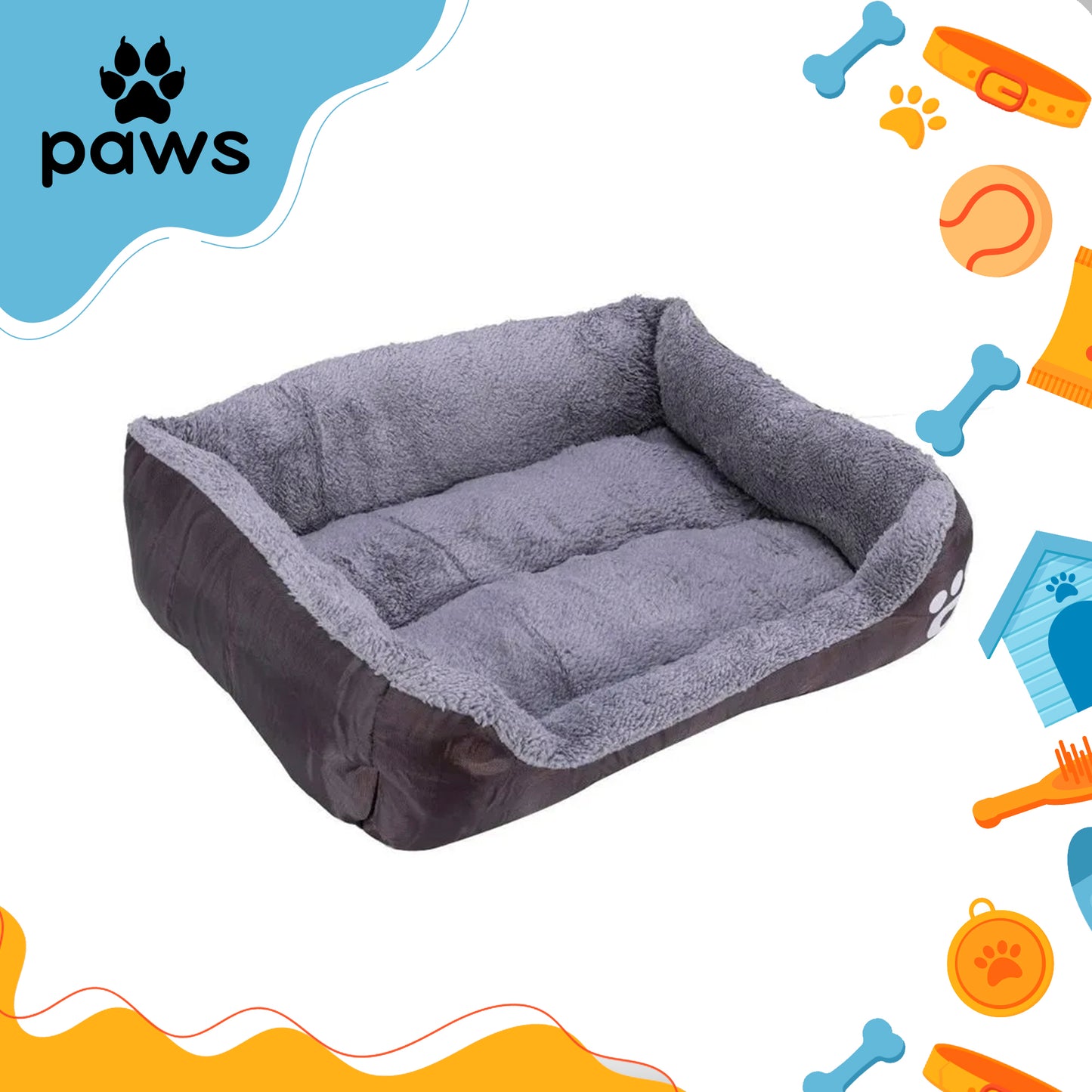 Cama Pelúciada com Patinhas Marrom