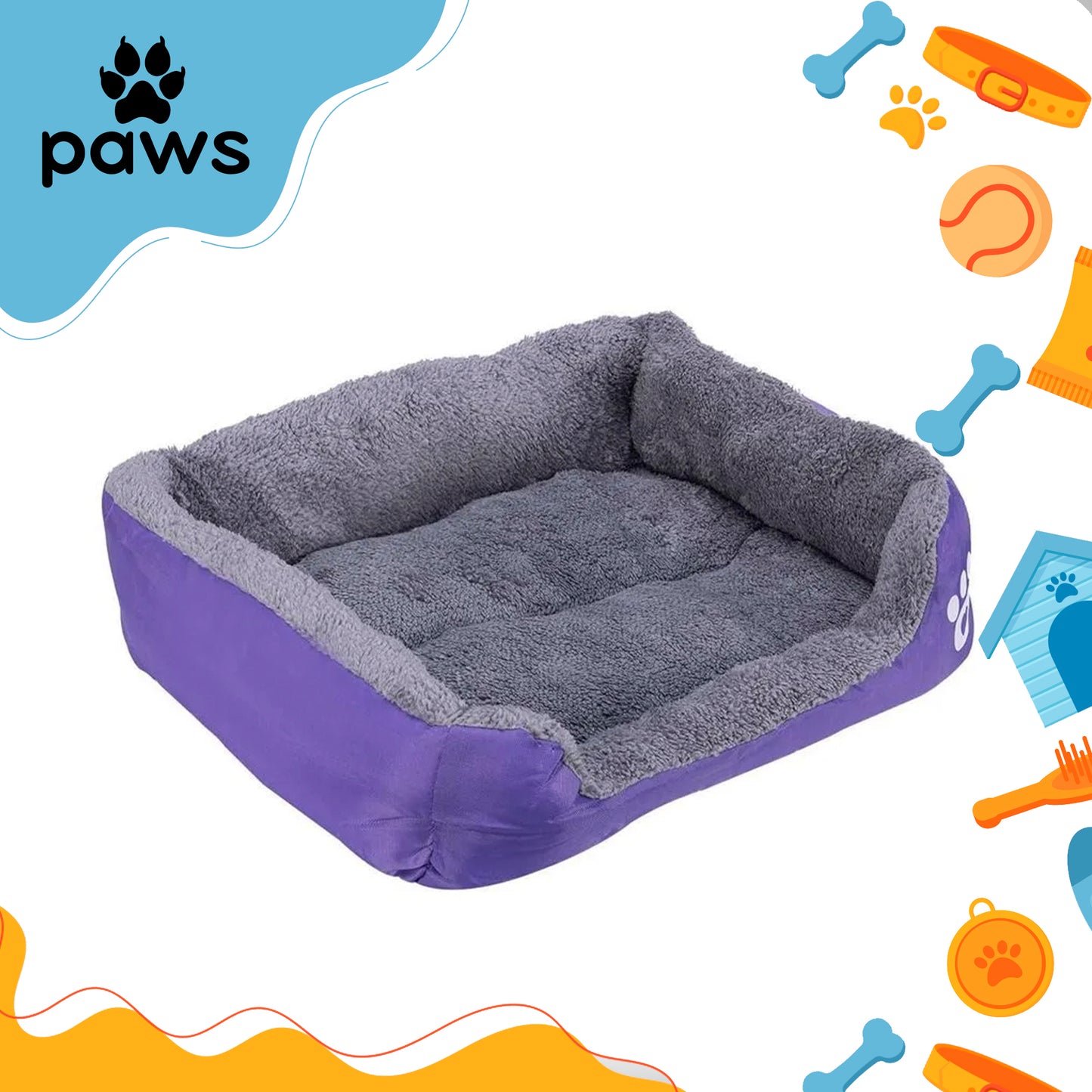Cama Pelúciada com Patinhas Roxo