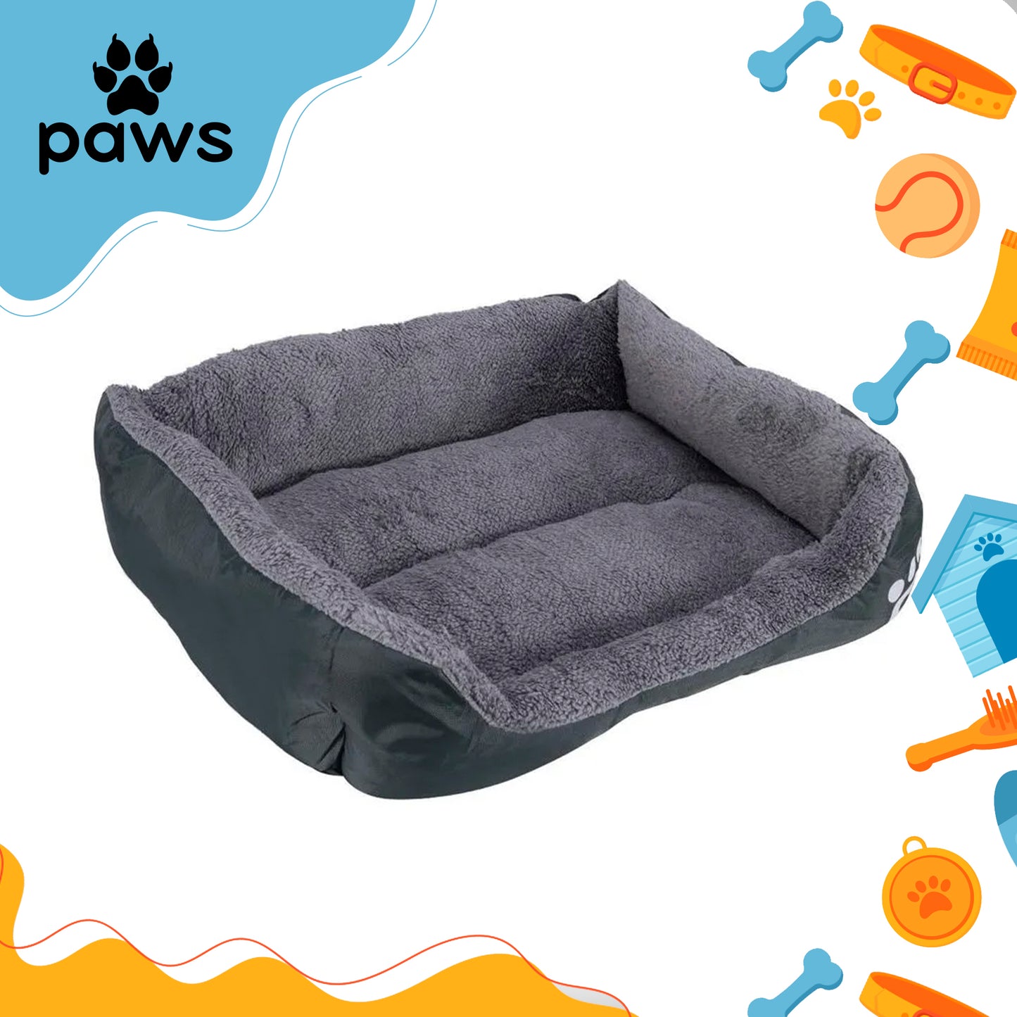 Cama Pelúciada com Patinhas Verde Escuro