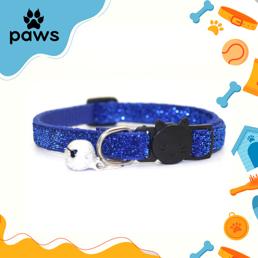 Coleira Glitter  Gatos Azul P