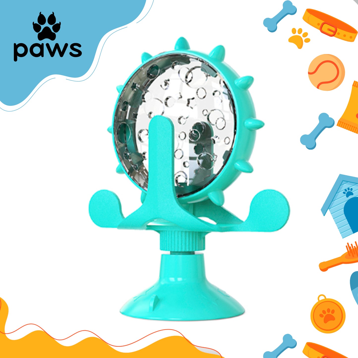 Dispensor De Ração Rotativo Azul